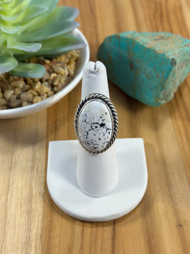 White Buffalo Oval Ring