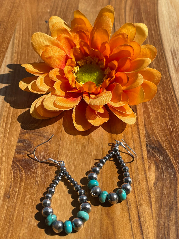 Navajo Style Beads and Turquoise Earrings