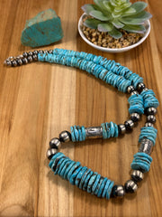 Kingman Disc & Sterling Pearl Necklace