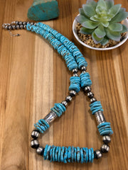 Kingman Disc & Sterling Pearl Necklace