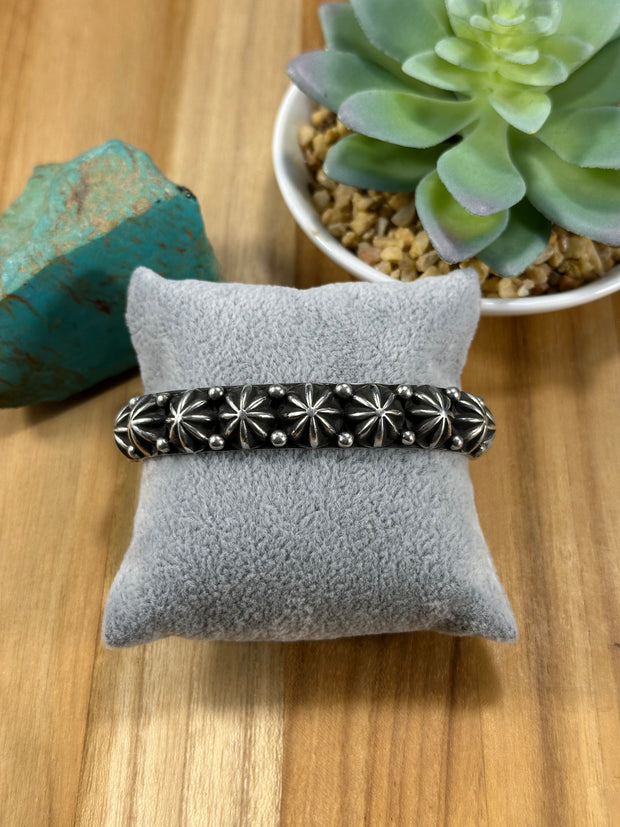 Sterling Silver Star Drop Navajo Style Cuff