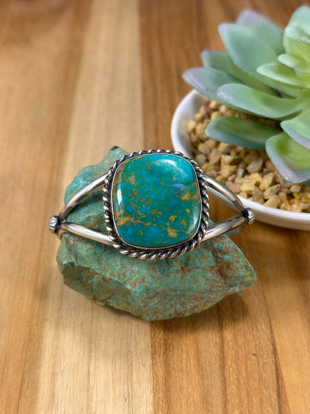 Square Stone Kingman Turquoise Cuff