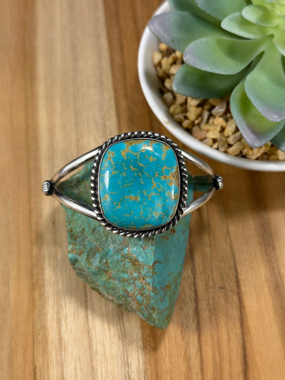 Square Stone Kingman Turquoise Cuff