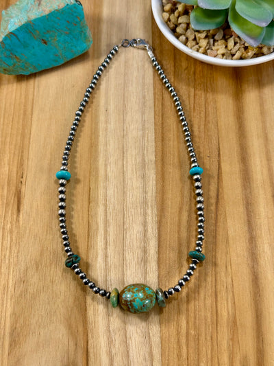 Kingman and Navajo Pearl Necklace