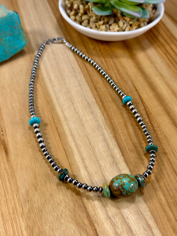 Kingman and Navajo Pearl Necklace