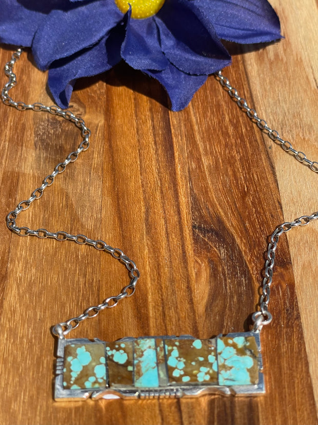 Kingman Turquoise Rectangle Necklace