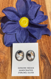 White Buffalo and Bronze Earrings