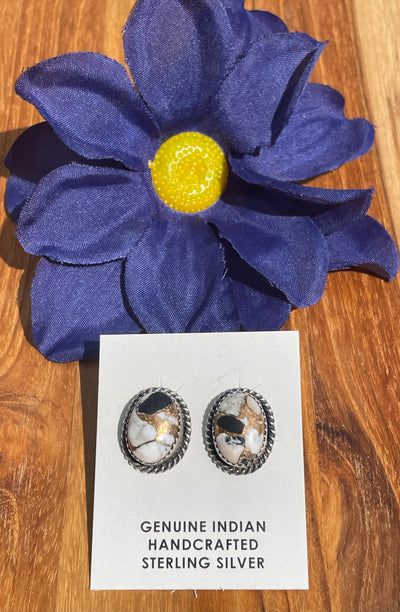 White Buffalo and Bronze Earrings