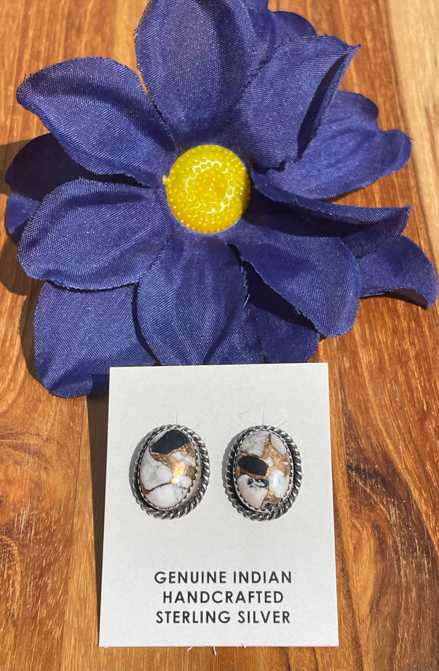 White Buffalo and Bronze Earrings