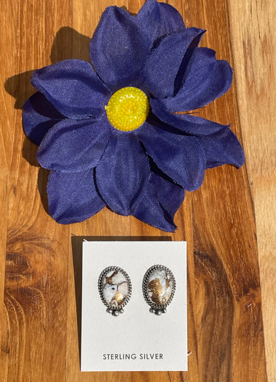 White Buffalo  and Bronze Earrings