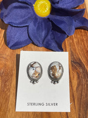 White Buffalo  and Bronze Earrings