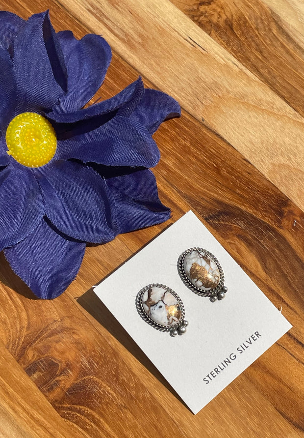 White Buffalo  and Bronze Earrings