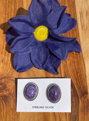 Charoite Stud Earrings