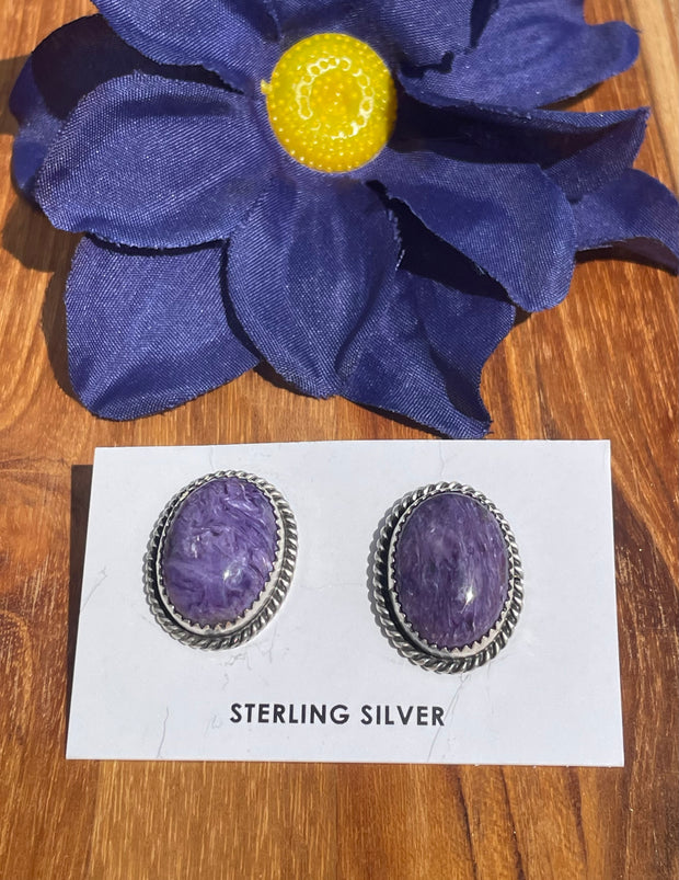 Charoite Stud Earrings