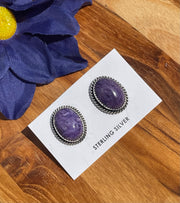 Charoite Stud Earrings