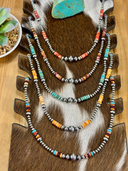 Kingman Turquoise and Silver Pearl Necklace