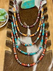 Red Spiny Oyster & Silver Pearl Bead Necklace