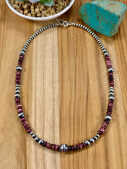 Purple Spiny Oyster & Silver Pearl Bead Necklace