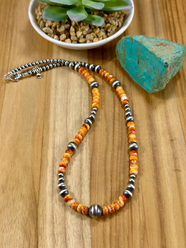 Spiny Oyster & Pearl Bead Necklace