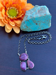 3 Stone Spiny Fixed Pendant Necklace