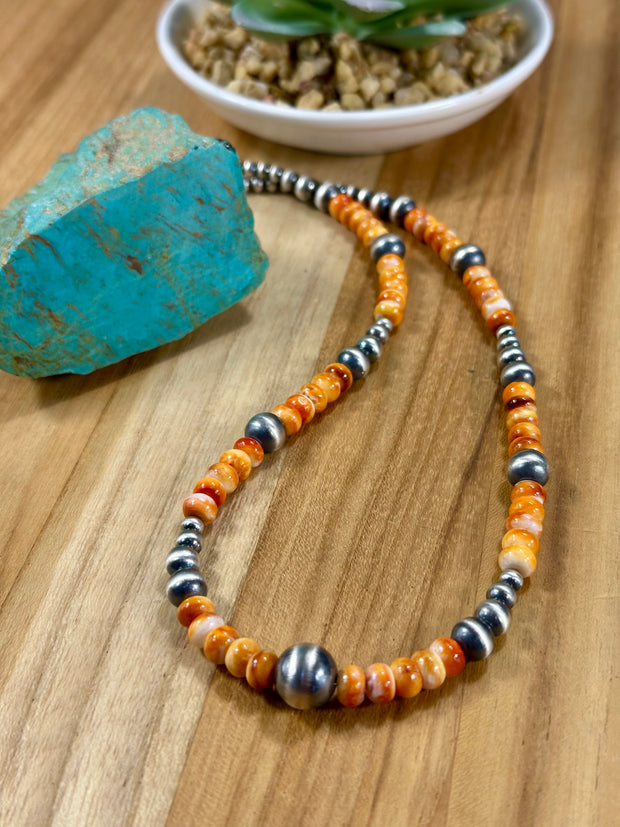 Spiny Oyster & Pearl Bead Necklace