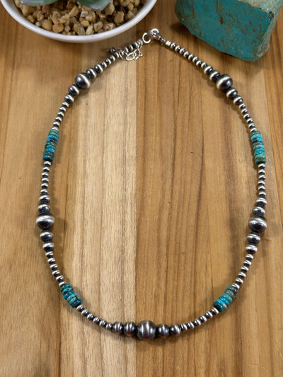 Kingman Turquoise & Silver Pearl Necklace