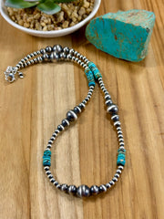 Kingman Turquoise & Silver Pearl Necklace