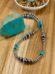 Kingman Turquoise & Silver Pearl Necklace