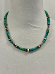 Kingman Turquoise & Silver Pearl Necklace