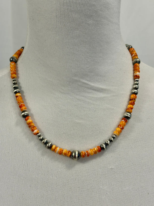 Spiny Oyster & Pearl Bead Necklace