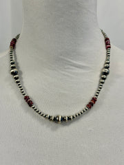 Purple Spiny Oyster & Silver Pearl Bead Ripple Necklace