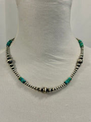 Kingman Turquoise & Silver Pearl Necklace