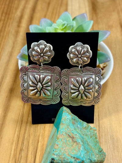 Sterling Silver Square Dangle Earrings