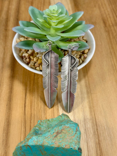 Sterling Silver Feather Dangle Earrings