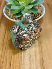 Sterling & Red Spiny Oyster Dangle Earrings
