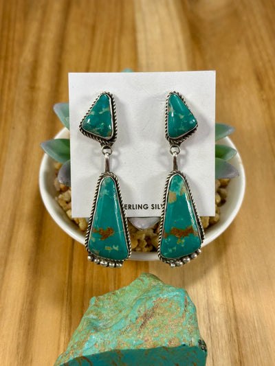 Kingman 2 - Stone Turquoise Dangle Earrings