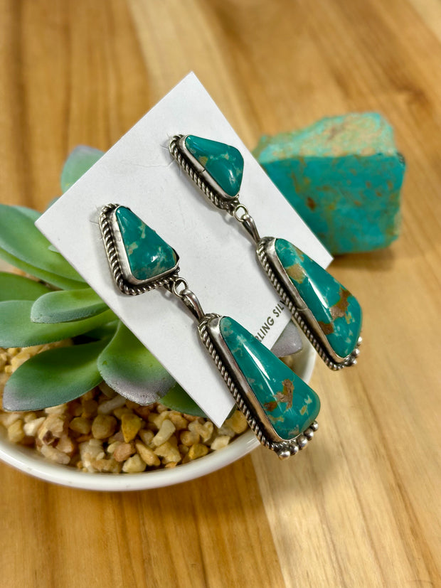 Kingman 2 - Stone Turquoise Dangle Earrings
