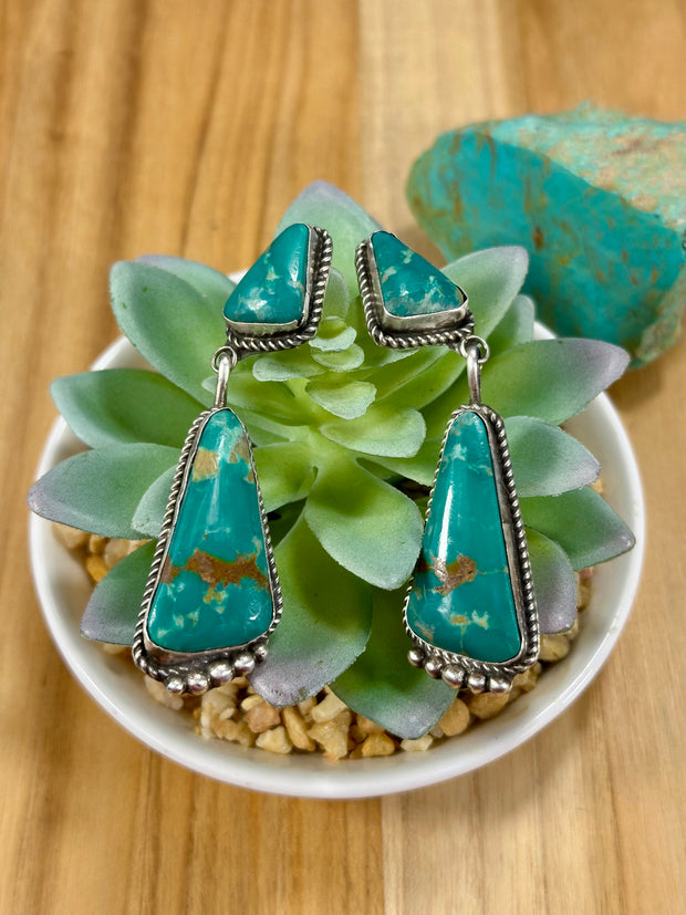 Kingman 2 - Stone Turquoise Dangle Earrings