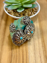 Sterling Silver & Kingman Turquoise Floral Dangle Earrings