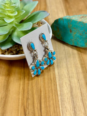 Kingman Turquoise Dangle Cluster Earrings