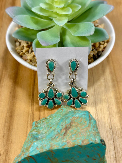 Kingman Turquoise Dangle Cluster Earrings