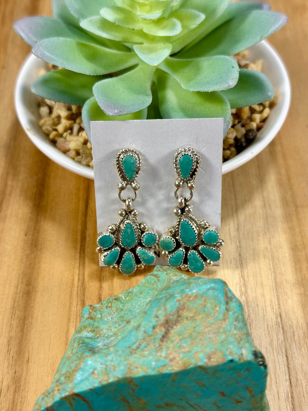 Kingman Turquoise Dangle Cluster Earrings