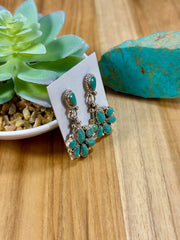 Kingman Turquoise Dangle Cluster Earrings