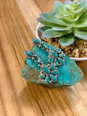 Kingman Turquoise Dangle Cluster Earrings