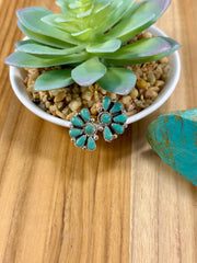 Kingman Turquoise Half Cluster Earrings