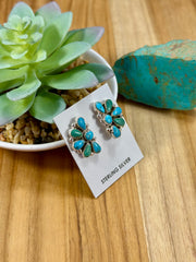 Kingman Turquoise Half Cluster Earrings