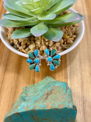 Kingman Turquoise Half Cluster Earrings