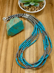 5 - Strand Kingman Turquoise & Sterling Silver Necklace