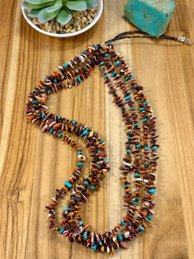Four Strand Multi-Color Stone Beaded Necklace