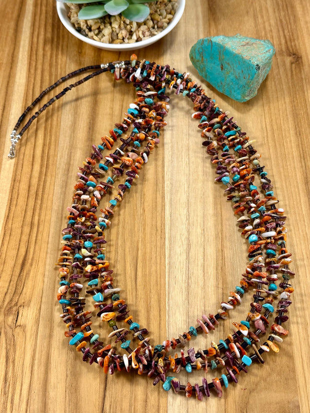 Four Strand Multi-Color Stone Beaded Necklace